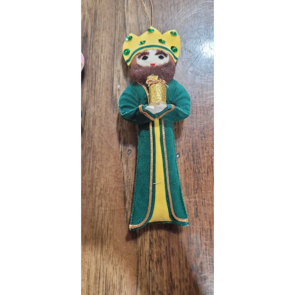 Vintage 3 Wisemen felt and fabric ornaments